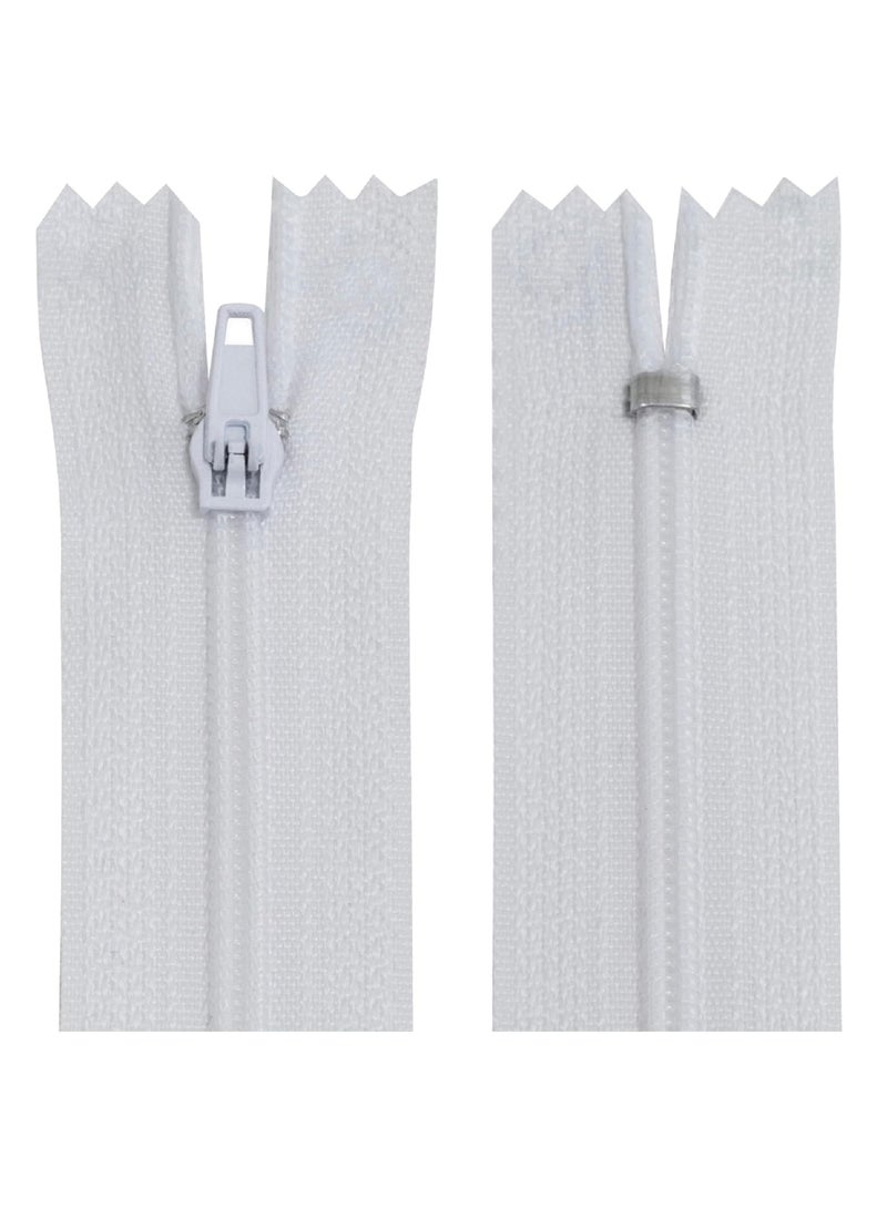 Set of 10 Spiral Zippers 24 cm Nylon Self locking White - Image 1